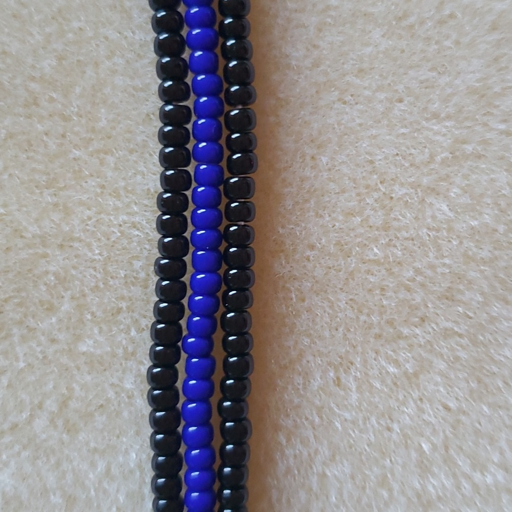 Seed Bead Stack Stretch Bracelets "Blue Line" - Picture 7 of 16